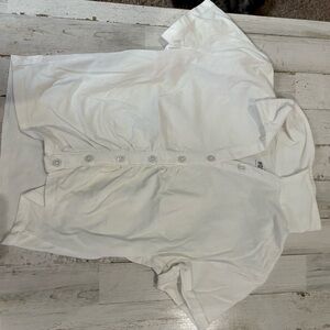 Hollister White Button-Up Crop Top